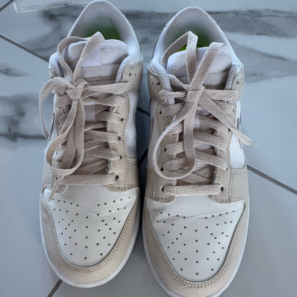 Nike Dunk Low White and Tan Sneakers - Picture 4 of 6